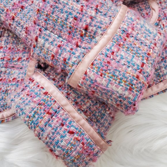 Rare Wool Multicolor Pink, Purple Blue Tweed Blazer Jacket Sz S - Picture 9 of 13